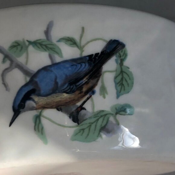 Lourioux Le Faune Birds Round Serving Bowl Casserole Baking Dish France 6.5" - Picture 7 of 12